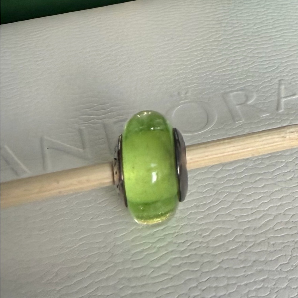 Pandora Disney Silver and Green Murano Glass Charm - Picture 3 of 4